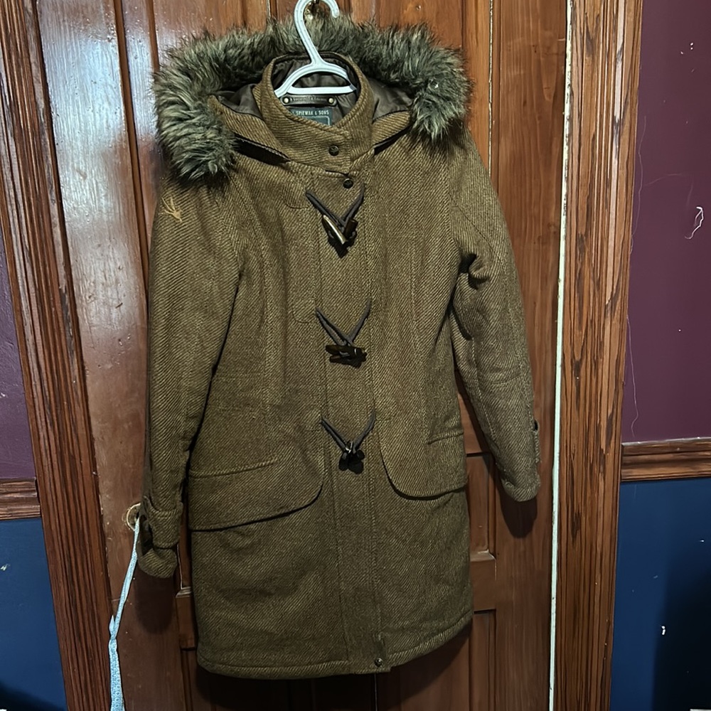 Wool Spiewak Duffle Coat with Toggles and Hood Tweed look